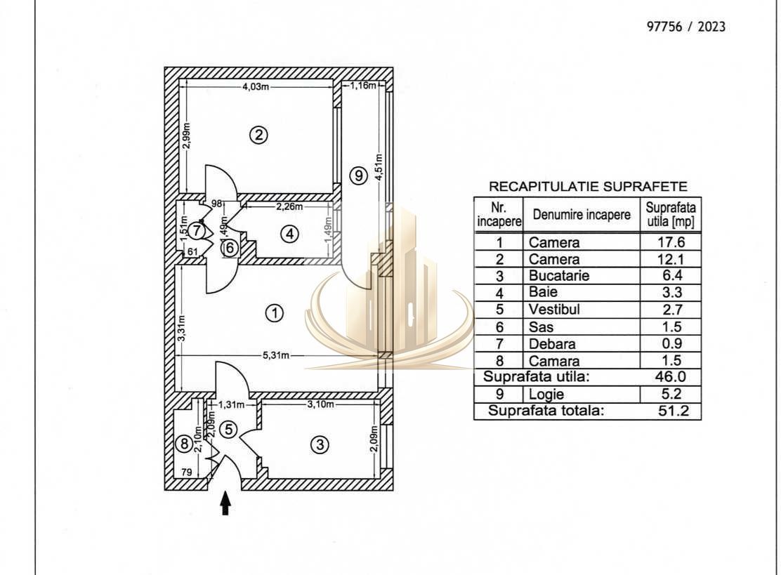 Apartament 2 camere  | 51 mp | Etaj 4/10 | bloc reabilitat - imaginea 8