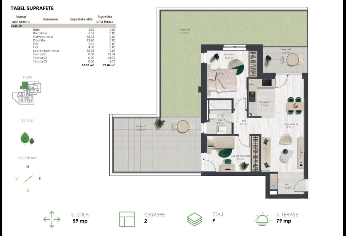 COM 0% Apartament nou cu 3 camere si gradina | Denya Forest - imaginea 11