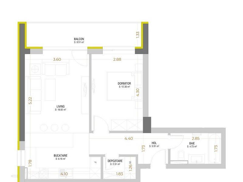 NU RATA 2 CAMERE OPEN SPACE URBAN PLAZA TERASĂ PARCARE ETAJ 7 - imaginea 9