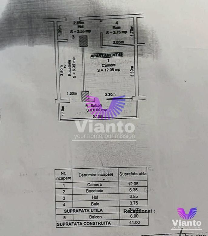 Apartament cu 1 camera decomandat si balcon 32 mp - BLD MIHAI VITEAZU