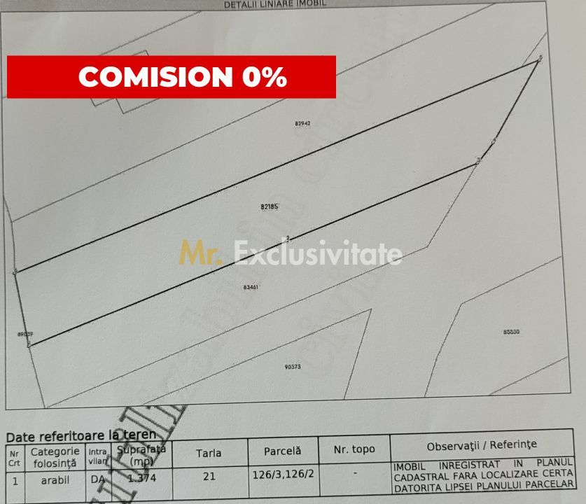 Teren de vanzare in Comuna Bradu – 1.374 mp | Deschidere 13,97 ml | 0% - imaginea 4