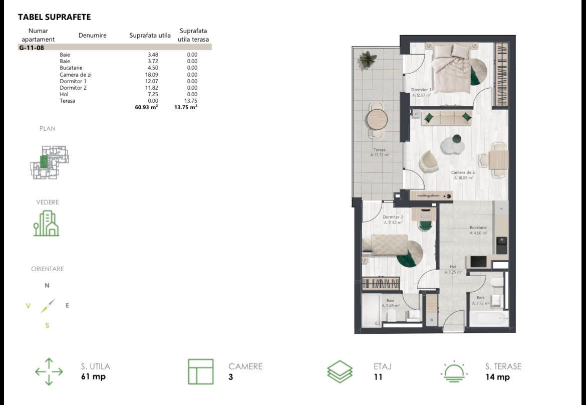 Penthouse superb cu 3 camere | Denya Forest - imaginea 11
