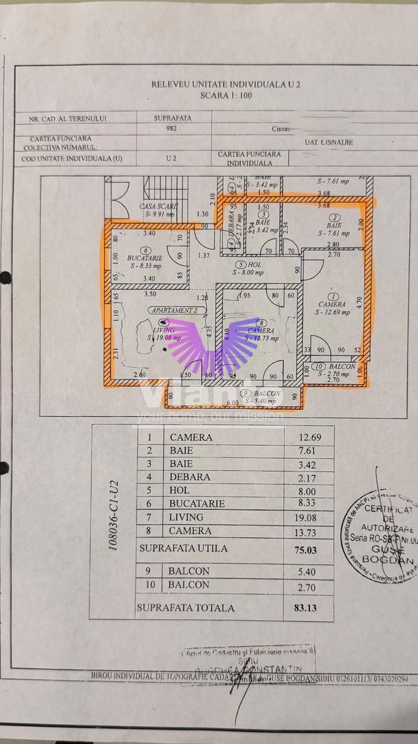 Apartament 3 camere mobilat 75 mp Cartier Arhitectilor