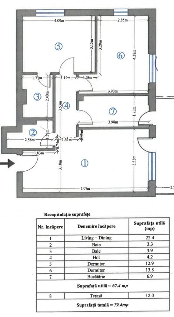 Apartament 3 Camere bucatarie inchisa si Terasă 12 MP cu Vedere Liberă - imaginea 23