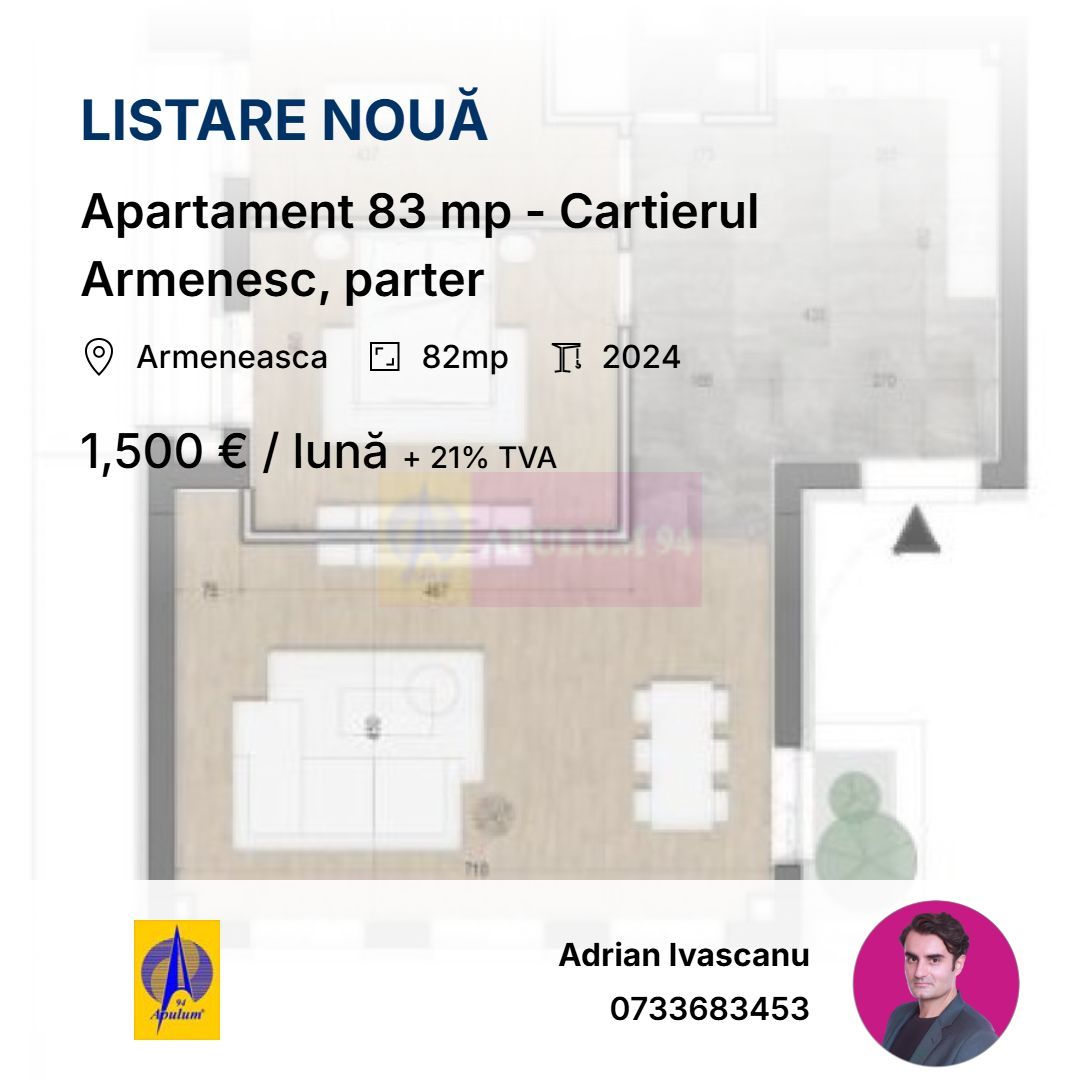 Apartament 83 mp - Cartierul Armenesc, parter