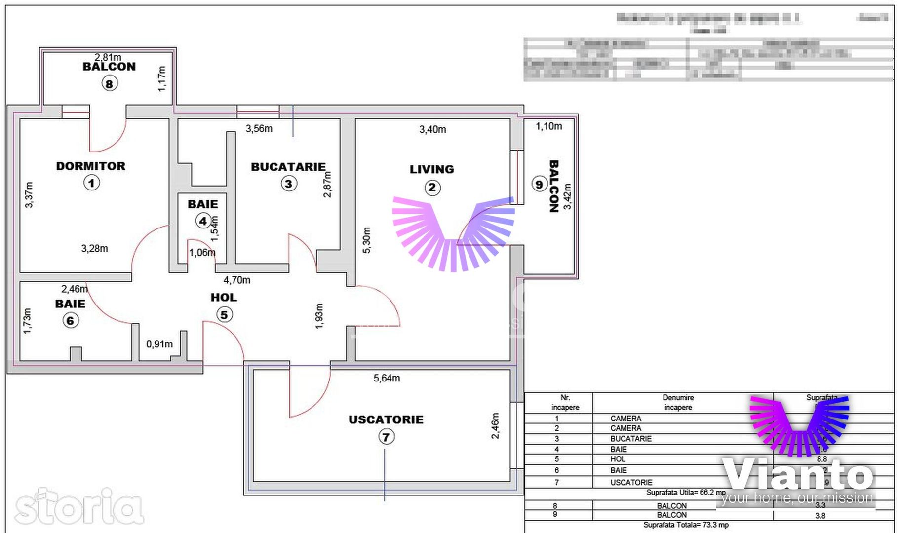 Apartament 3 camere decomandat | 73 mp | Turnisor