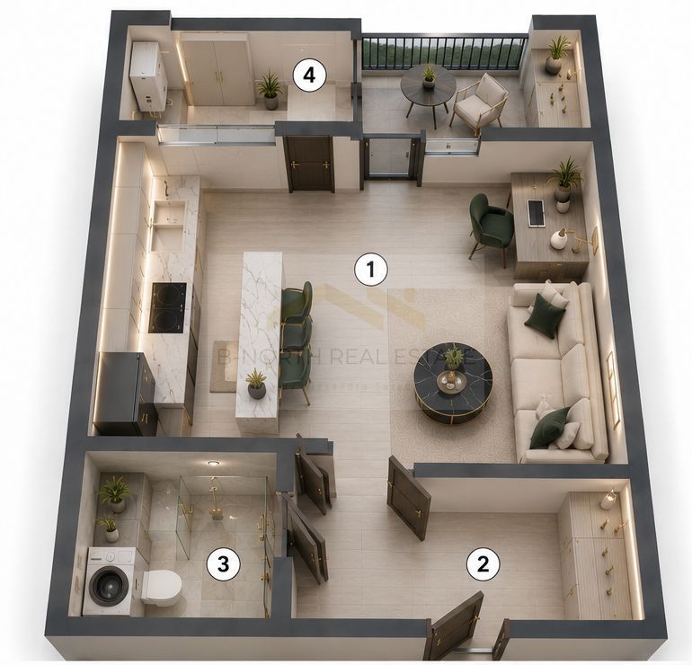 Studio nou în Ivory Residence Pipera | 43,7 mp | Ideal pentru investiție - imaginea 4