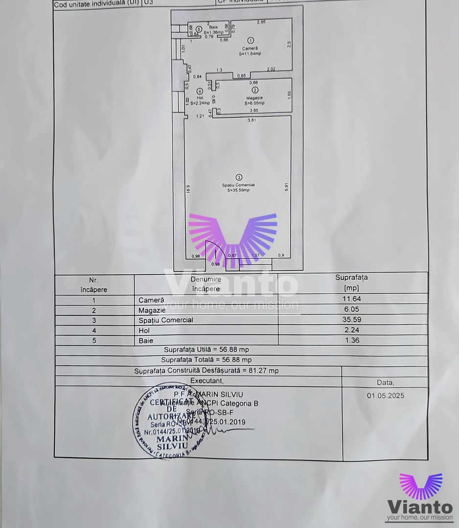 Spatiu Comercial 58mp de inchiriat strada 9 Mai