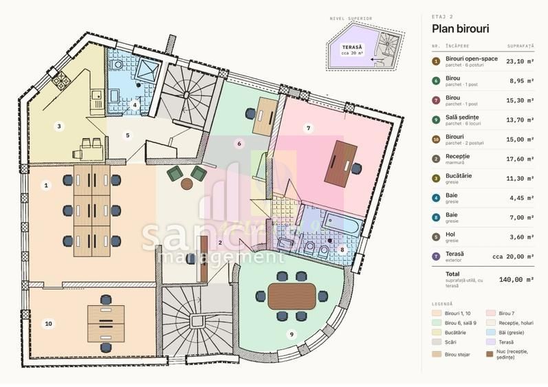 Etaj integral pentru birouri | 5 camere și terasă privată | Dorobanți - imaginea 13