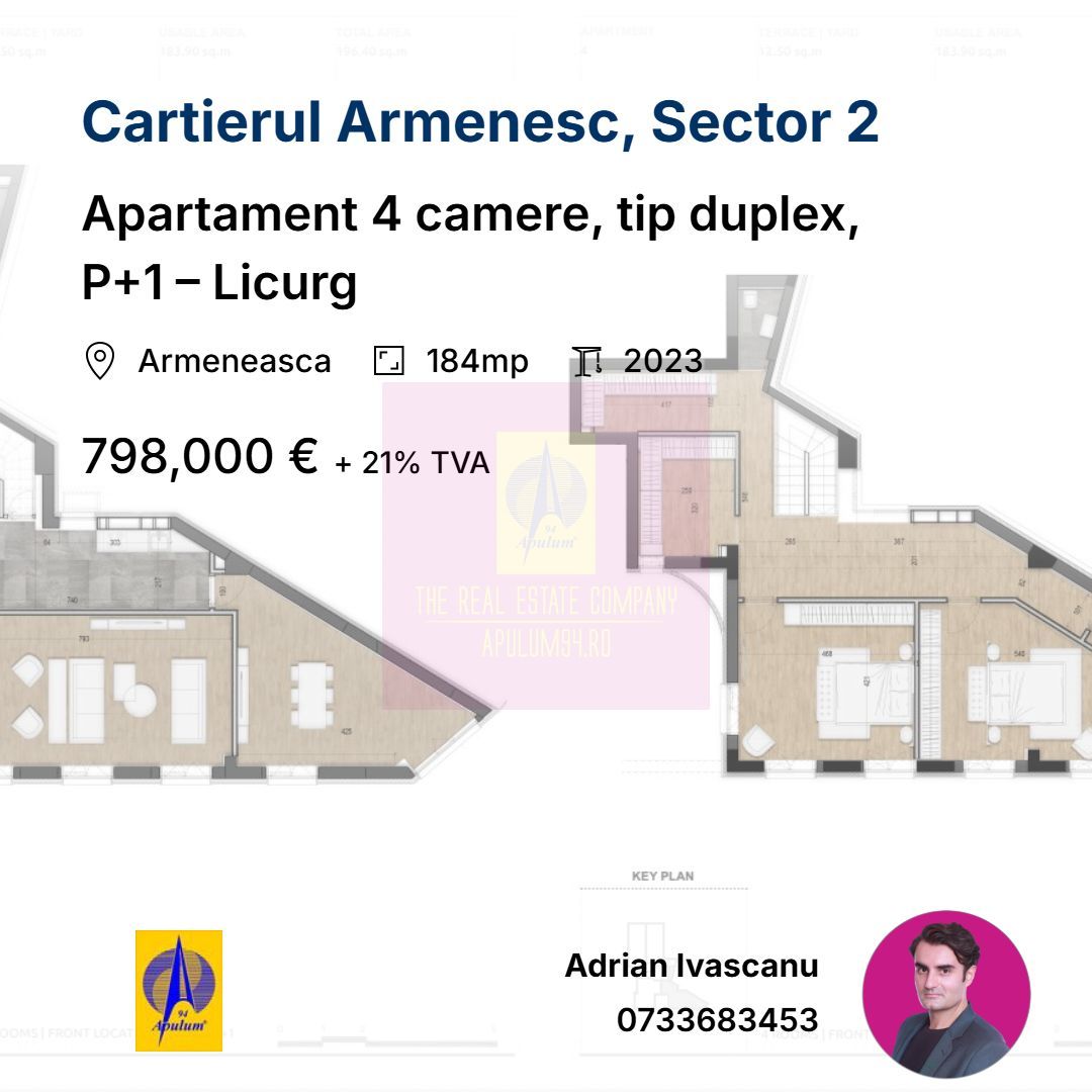 Apartament 4 camere, tip duplex, P+1 – Licurg
