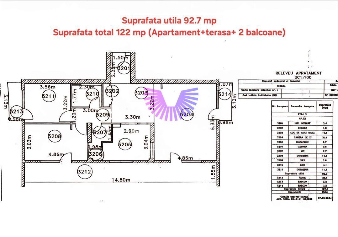 Apartament premium 3 camere 93mp | Zona Rahovei | Terasa + 2 balcoane