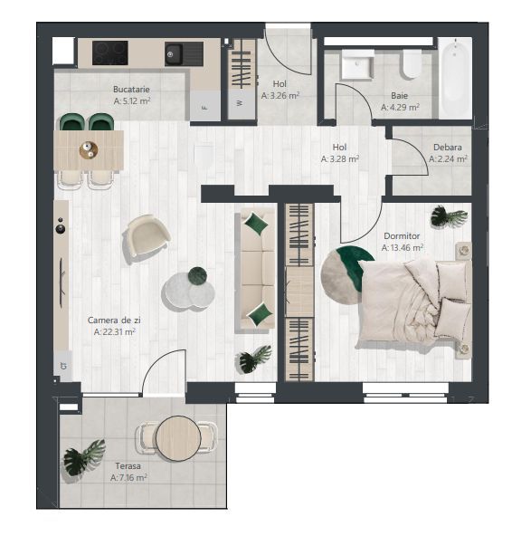 Apartament nou cu 2 camere si debara | Denya Forest - imaginea 8