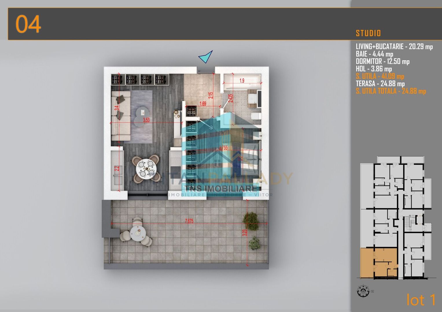 Apartament 2 Camere, 68 Mp, Terasa 25 Mp,Titan - Pallady - Ozana