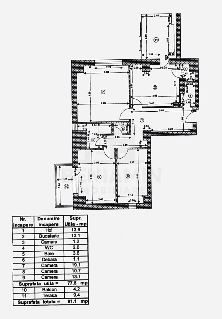 3 Decomandate- 91mp- Etaj 1- Centrala- 2 Bai- Terasa- AFI Mall - imaginea 11