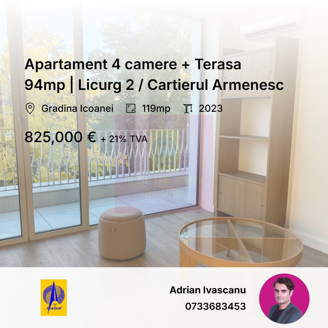 Apartament 4 camere + Terasa 94mp | Licurg 2 / Cartierul Armenesc
