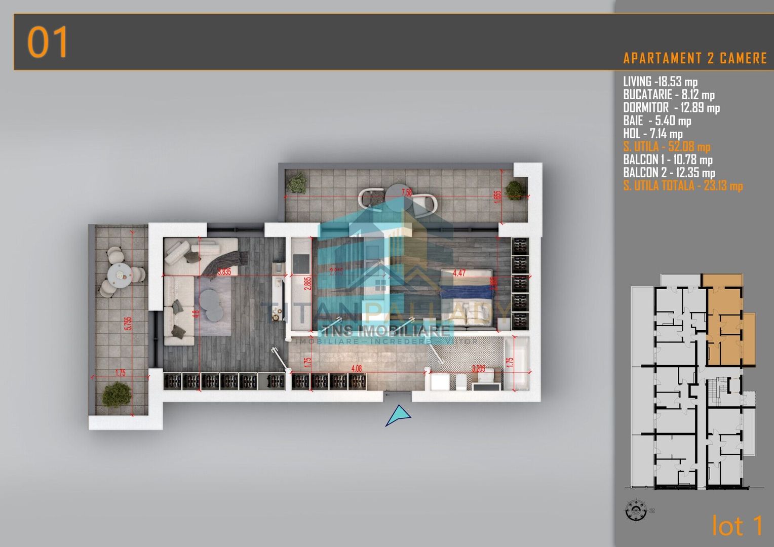 Apartament 2 Camere, 76 Mp, Pallady - Nicolae Teclu