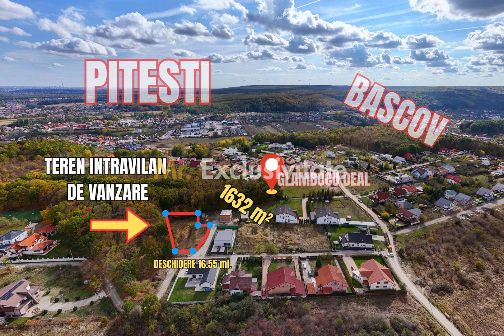 Teren de vanzare Bascov-Glamboc Deal, langa padure, toate utilitățile