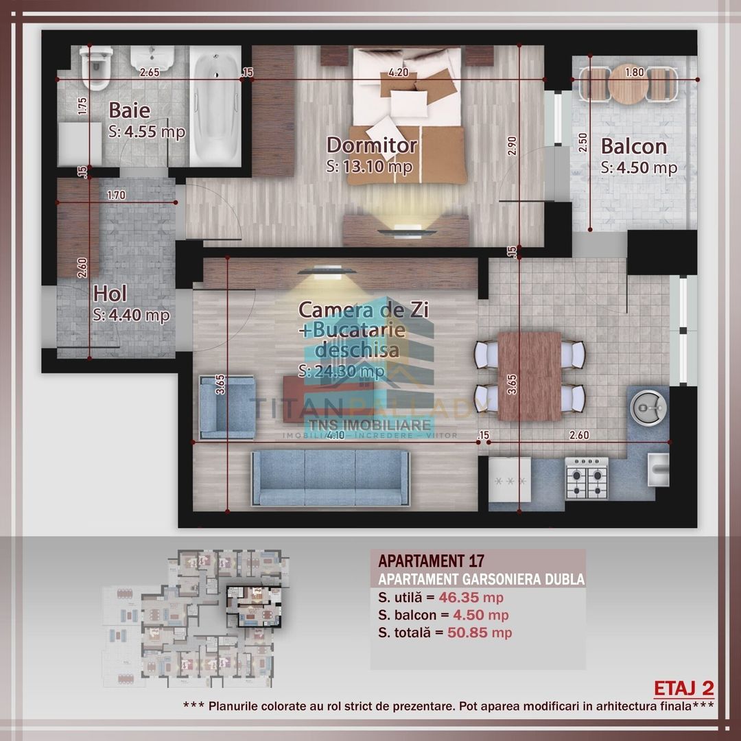 Apartament 2 Camere Studio, Incalzire Pardoseala,Titan-Pallady,Metrou