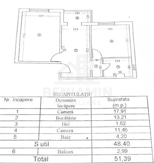 2Decomandate-52mp-Etaj1-Centrala Termica-AC-1 Mai-Scoala Bibescu - imaginea 7
