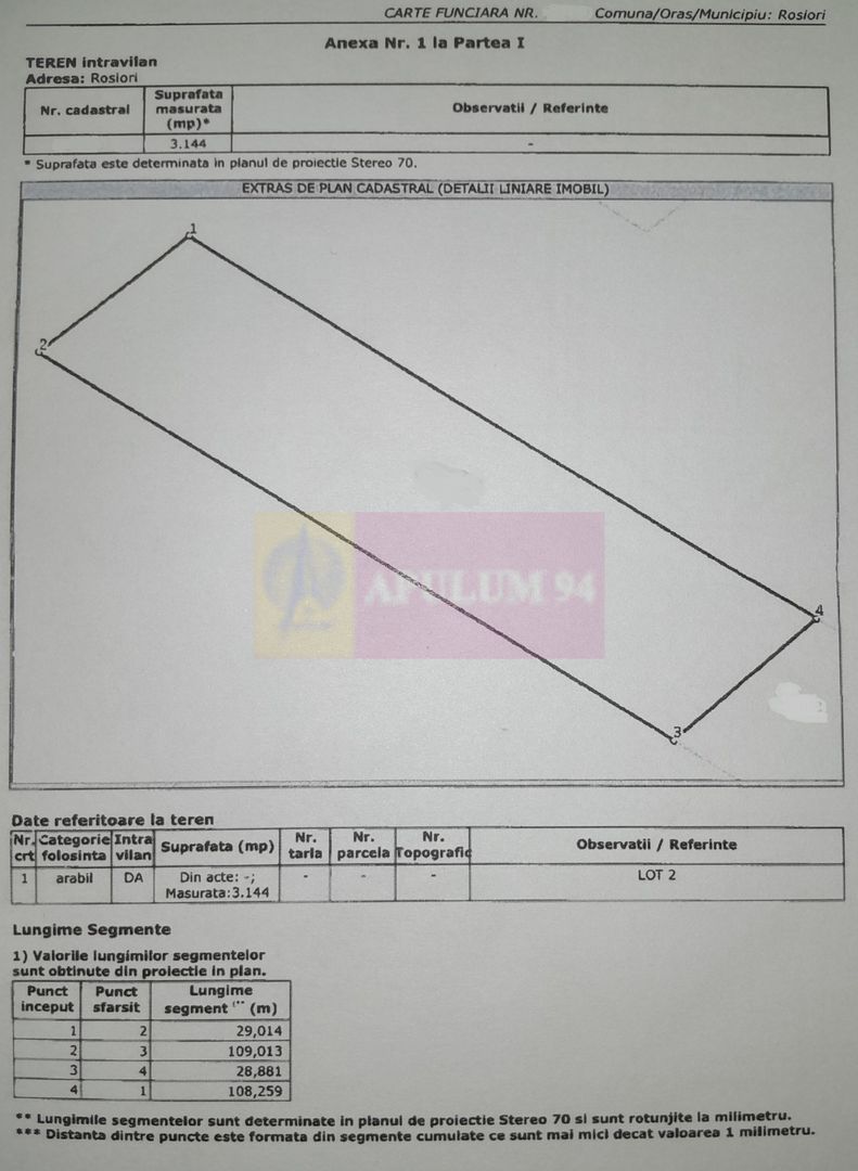 VANZARE TEREN 3100 MP - SAT ROSIORI (IL)