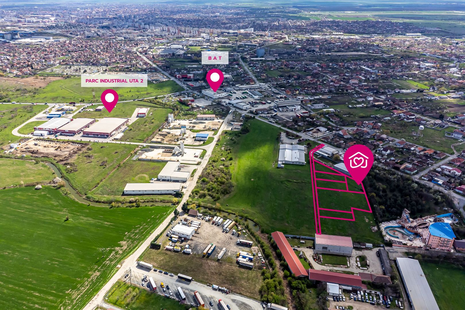 Teren cu PUZ in Arad, servicii, industrie, depozitare 8.307 mp