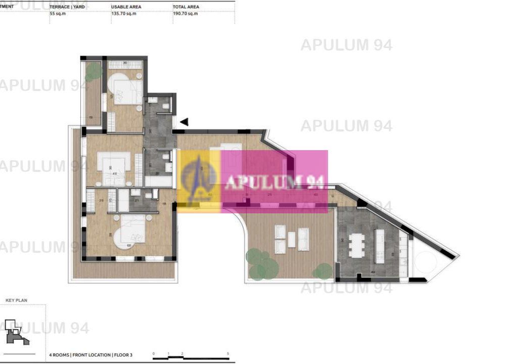 Apartament 4 camere 135mp + Terasa 55mp / Licurg 2 / Armeneasca