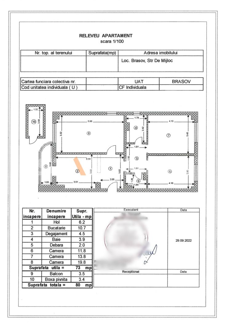 Apartament 3 camere  cu boxa si parcare