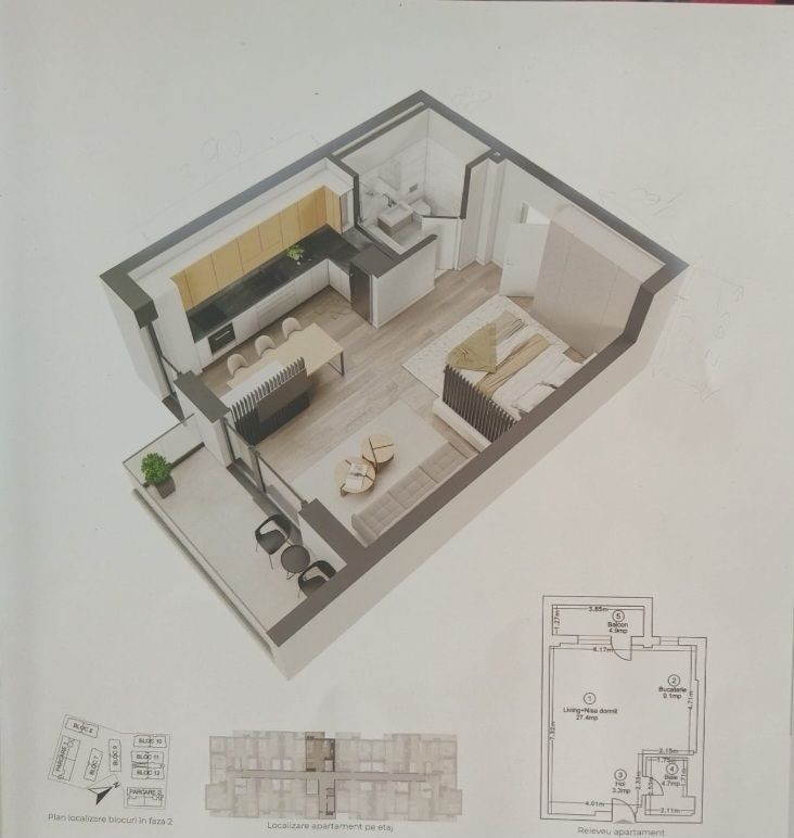 Pipera studio modern 45 mp mobilat și utilat Complex Ivory - imaginea 13