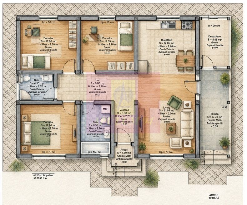 Sabareni, casa noua parter, 4 cam + dep., supraf. 143 mp, curte 452 mp - imaginea 3