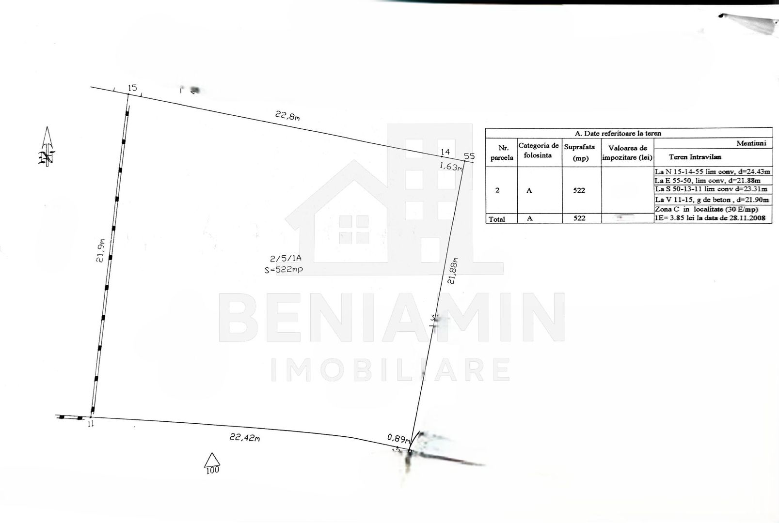 Teren de vanzare in Craiova pe Aleea 1 Simnic 522mp
