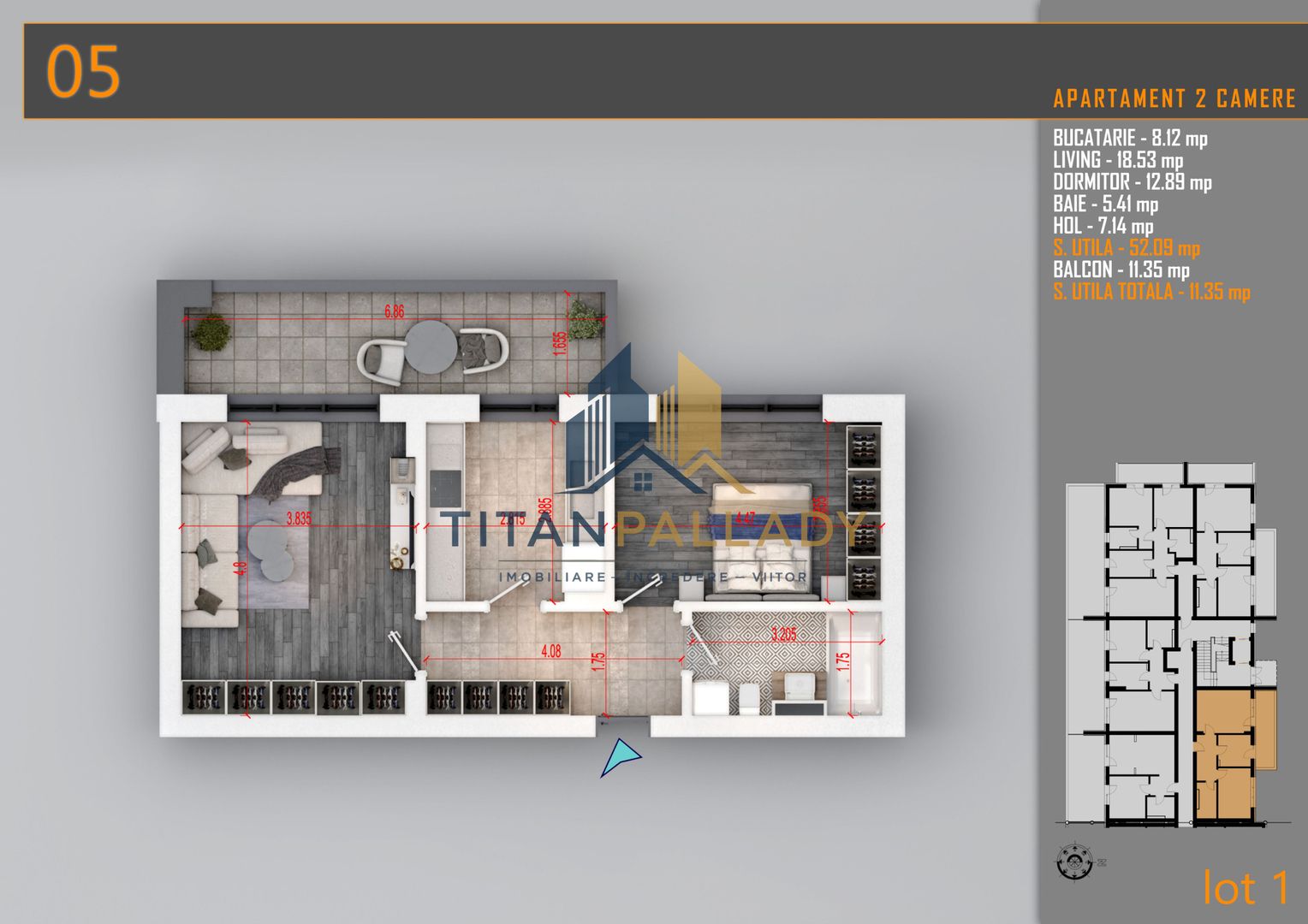 Apartament 2 Camere, 64 Mp,Titan - Pallady - Ozana