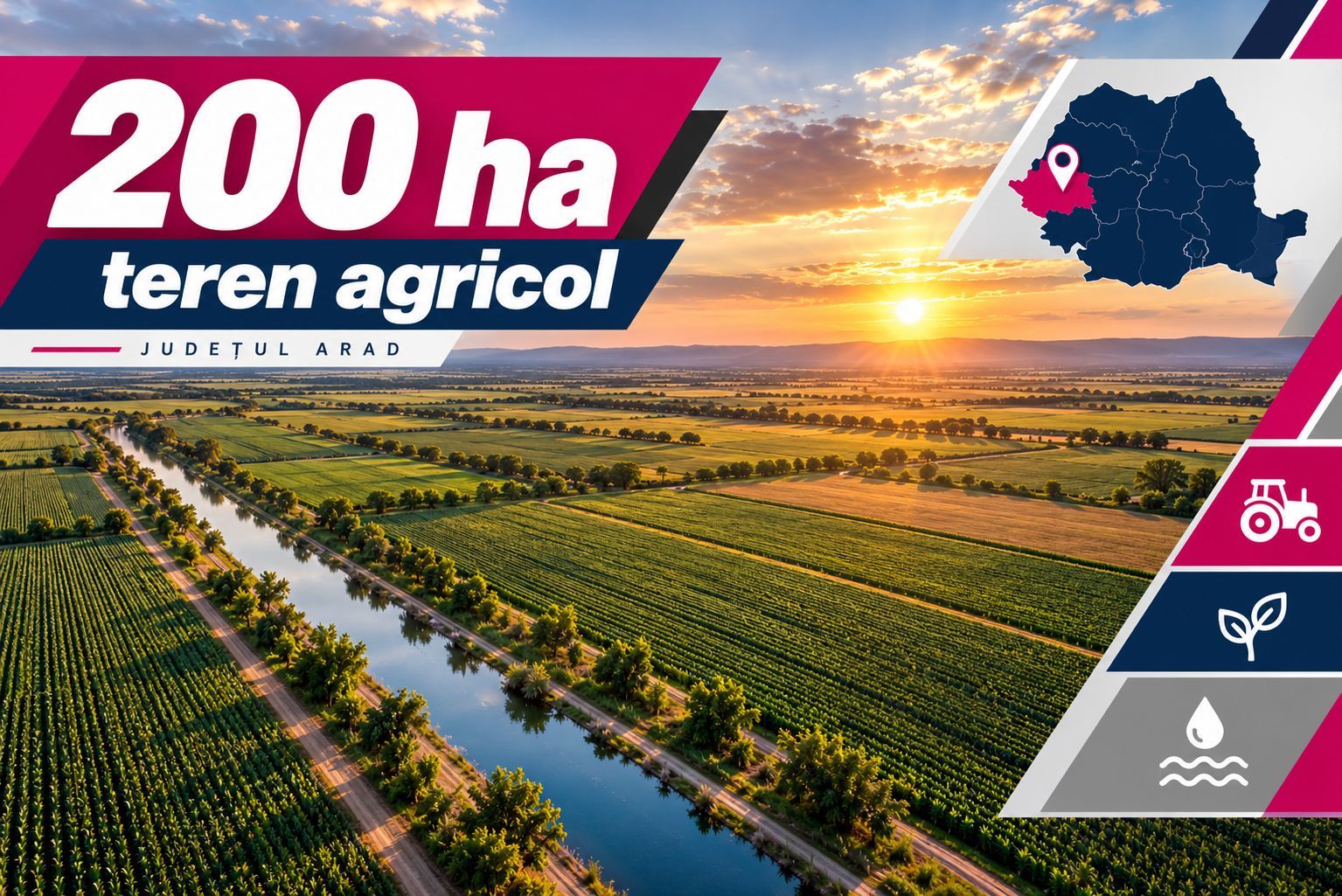 Imagine 1 - 200 ha teren agricol de vanzare in Arad