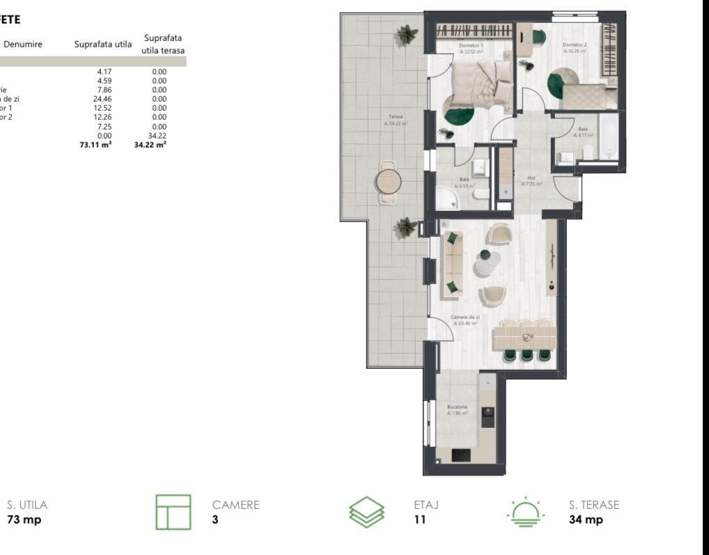 COM 0% Penthouse superb cu 3 camere | Denya Forest - imaginea 11