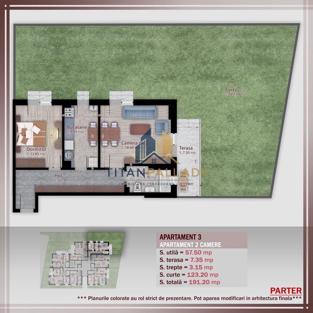2 Camere cu Gradina 123 Mp,Finalizat,Parcare Inclusa,Titan -Pallady