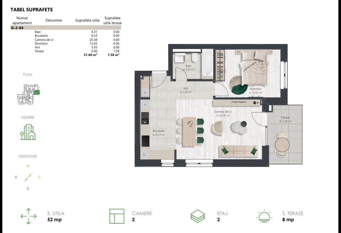 Apartament nou cu 2 camere, bucatarie inchisa | Denya Forest - imaginea 13