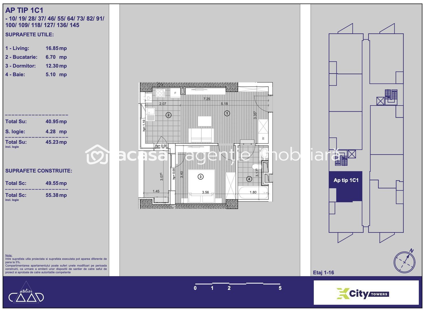Imagine 7 - Apartament cu 2 camere in X-city Towers Direct de la dezvoltator