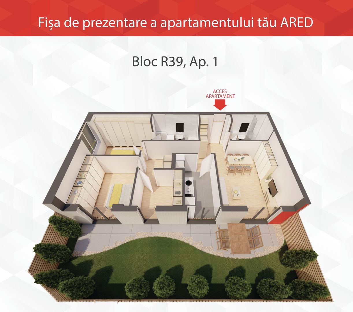 Singurul apartament NOU cu gradina proprie la ARED Comision 0
