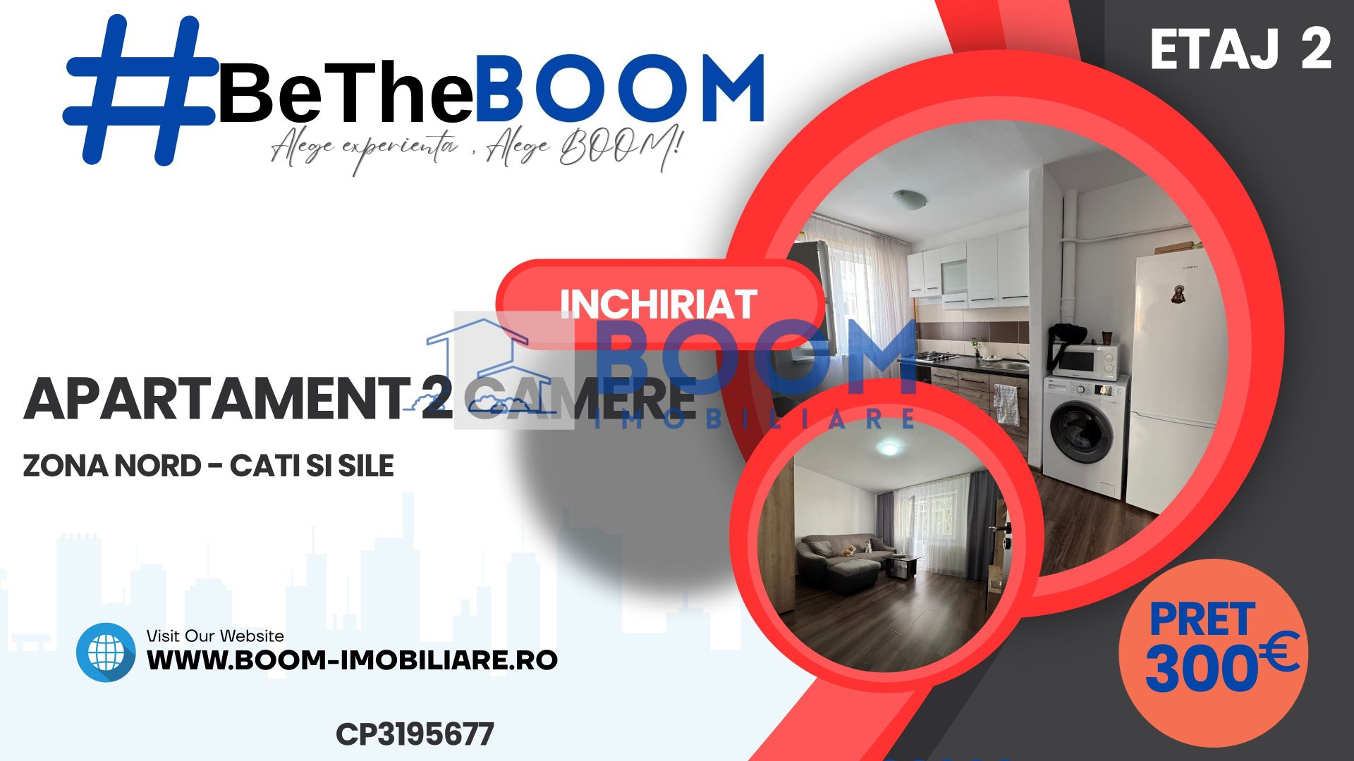Apartament 2 camere de inchiriat | Zona Nord | Centrala proprie