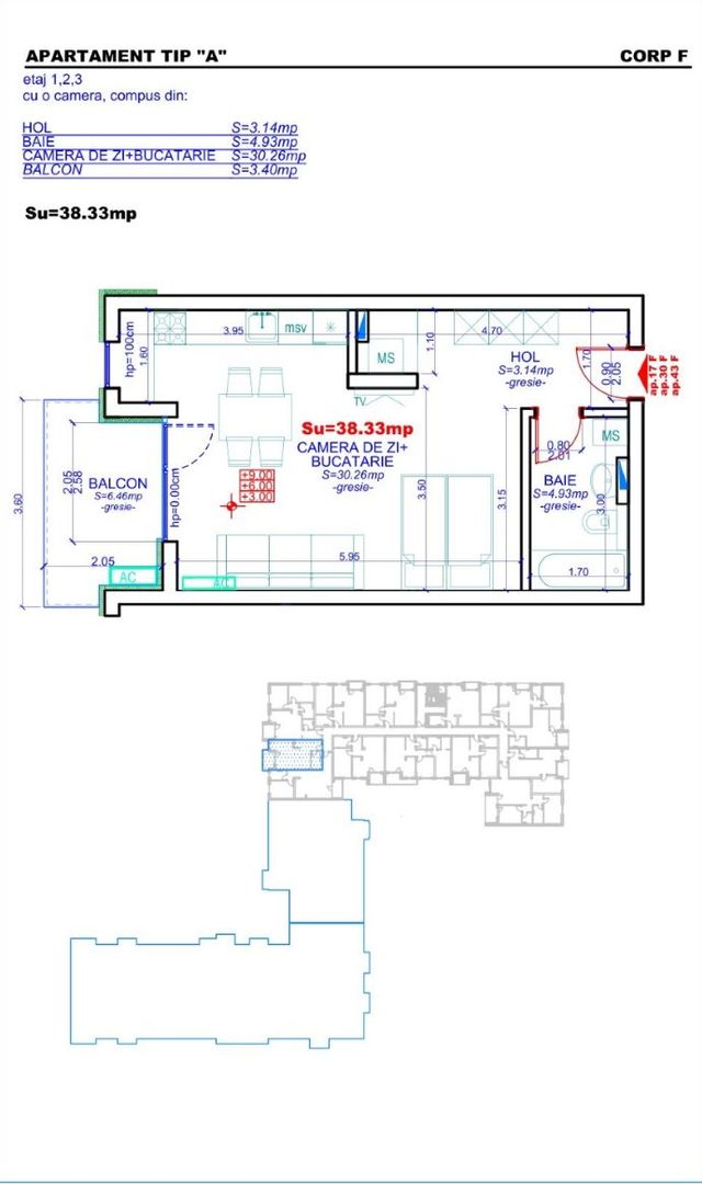 Apartament 43, Corp F – Studio | 38,51 mp | Etaj 3 | Jabri Nord Reside - imaginea 4