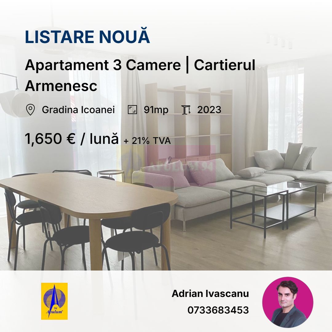 Apartament 3 Camere | Imobil Boutique 2024 | Cartierul Armenesc