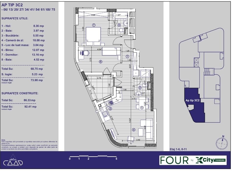 Imagine 9 - Apartament cu 3 camere și parcare subterană | XCity Timișoara