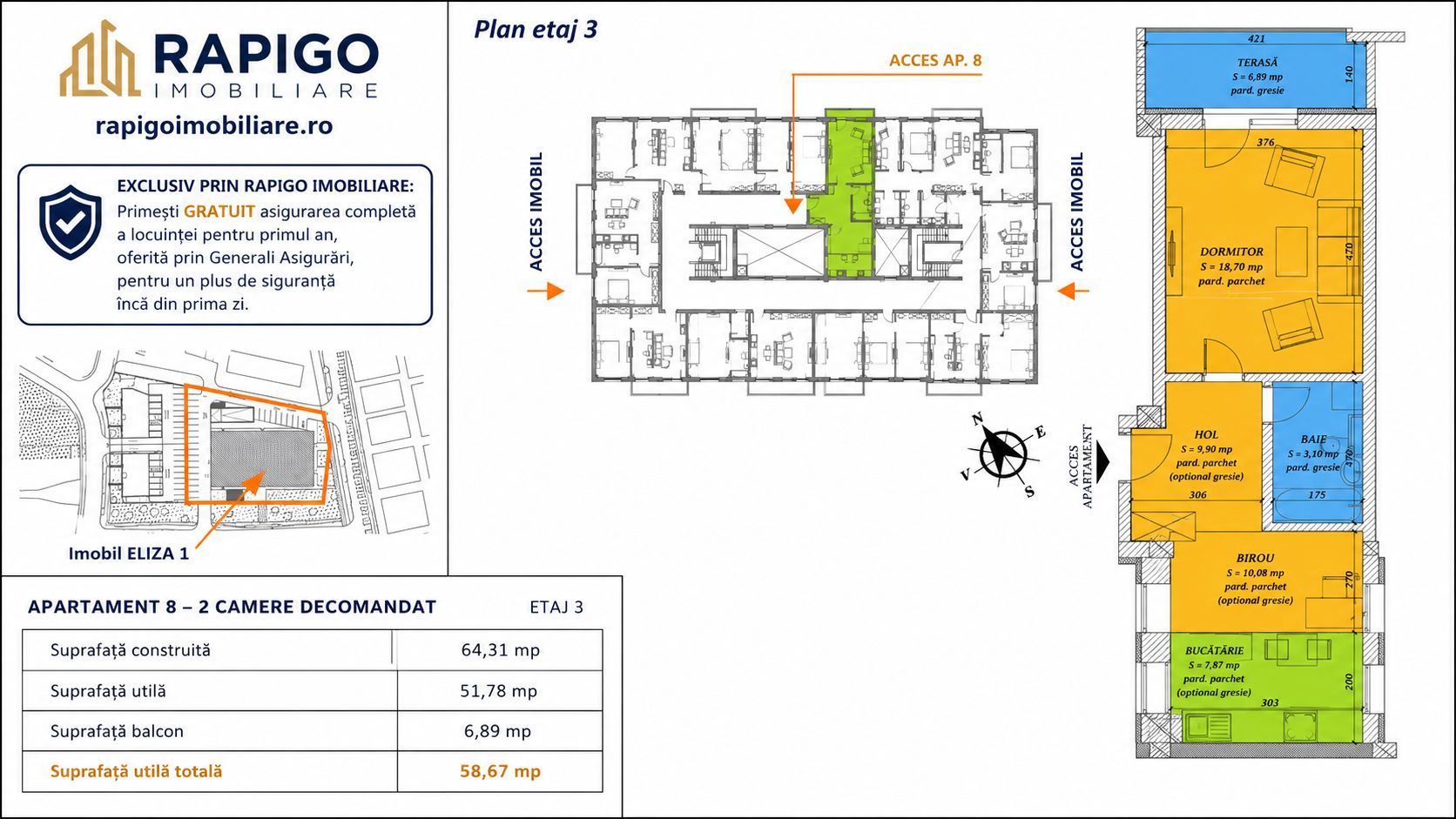 Apartament 2 cam– Eliza 1 Residence ,  Ap.8