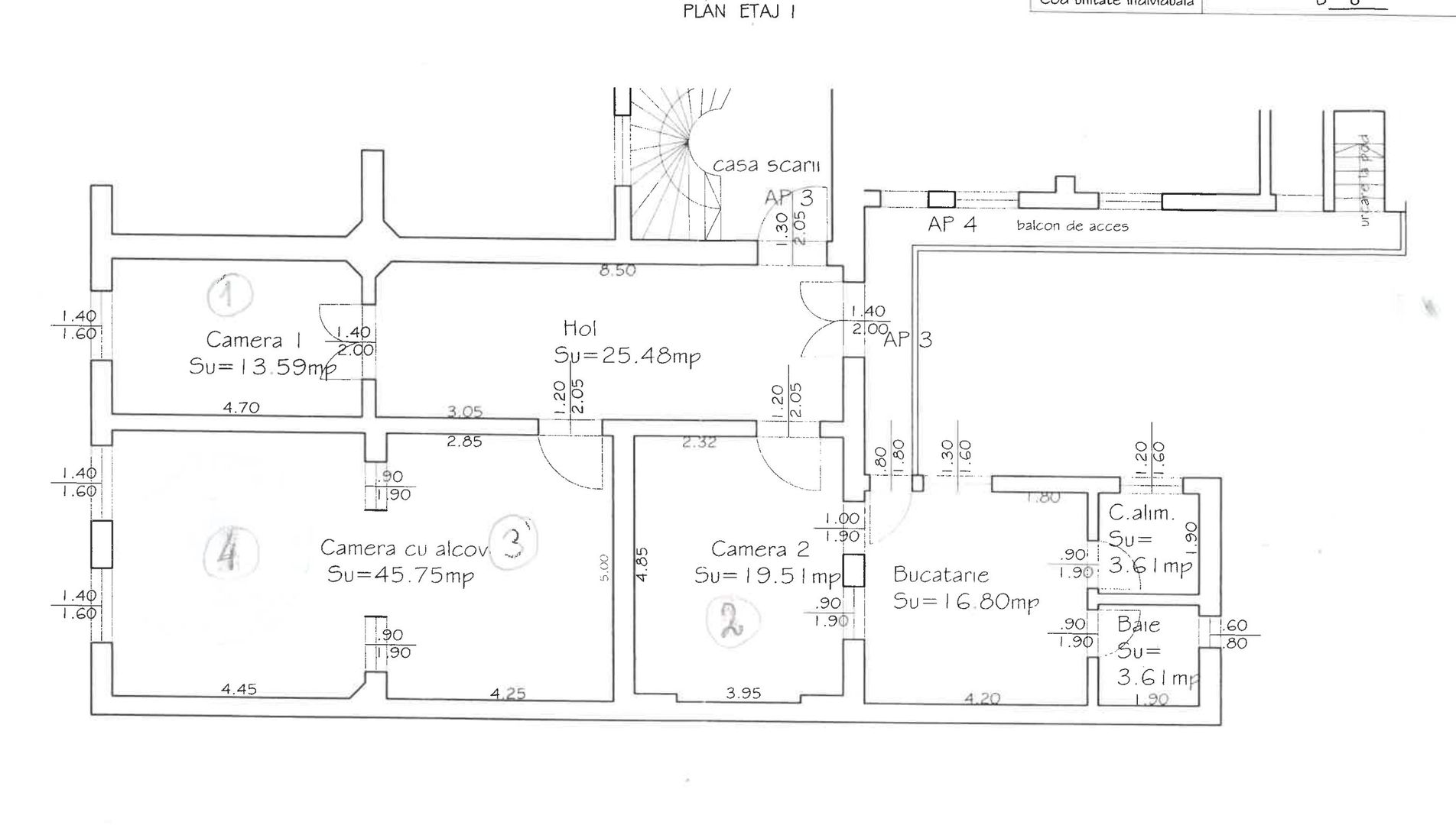 Imagine 6 - Apartament 3 camere, etaj 1, ultracentral (clădire cu 4 apartamente)