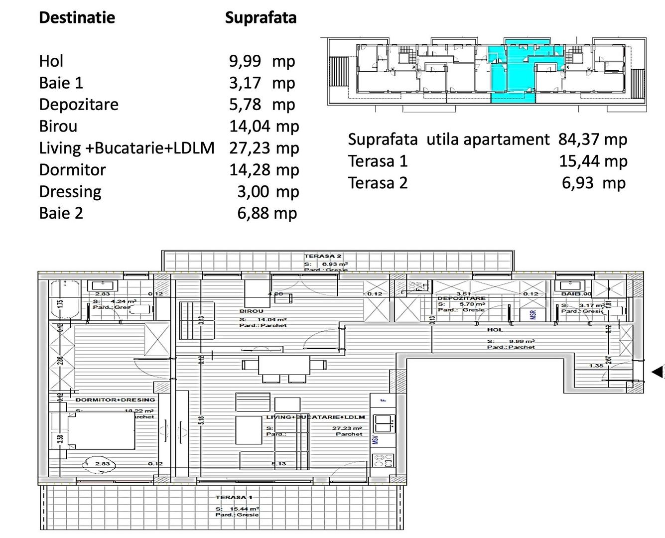 Apartament 3 camere 82 mp + 2 terase de 24 mp zona rezidentiala aerisita - imaginea 19