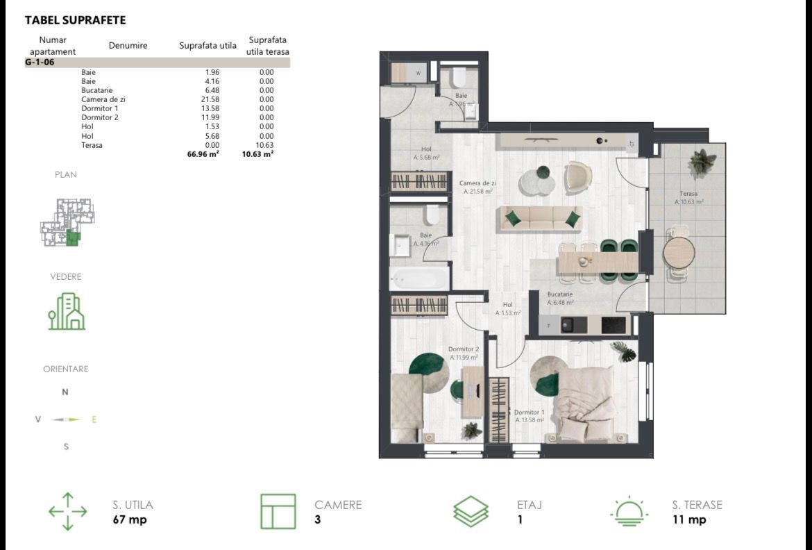 COM 0% Apartament superb cu 3 camere | Denya Forest - imaginea 11