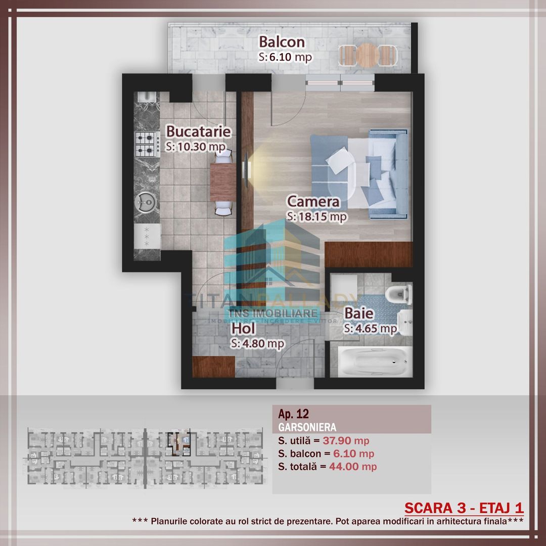 Garsoniera Generoasa 44 Mp,Ideal Investitie, Titan -Pallady,Metrou