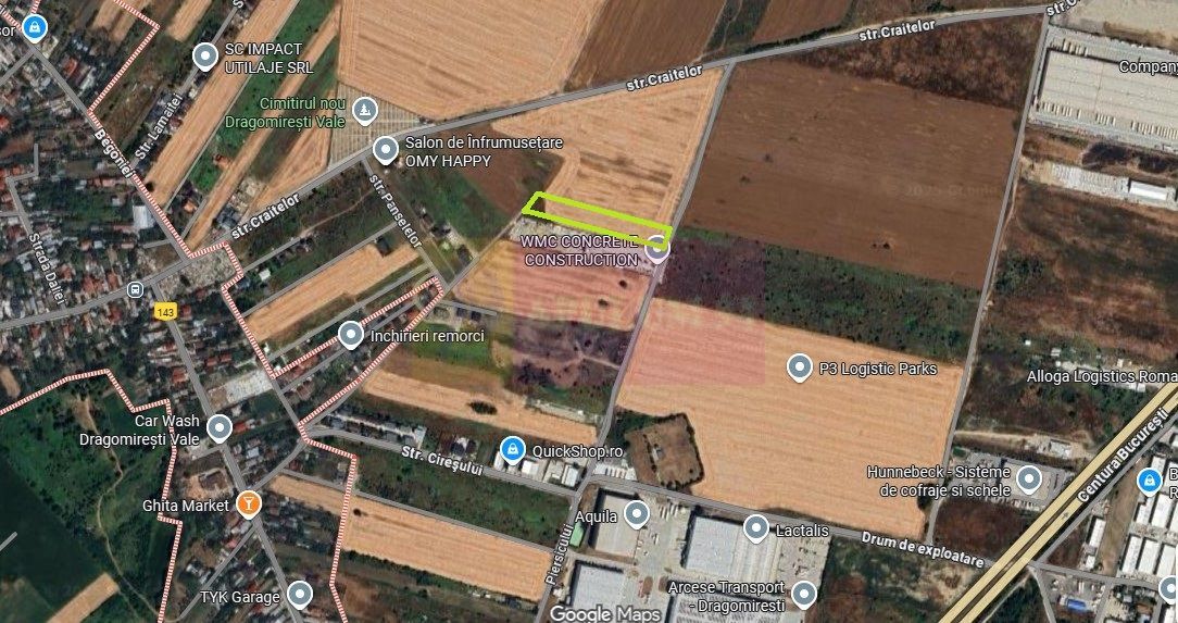 Dragomiresti-Vale, lângă Șoseaua de Centură, pretabil hale, productie
