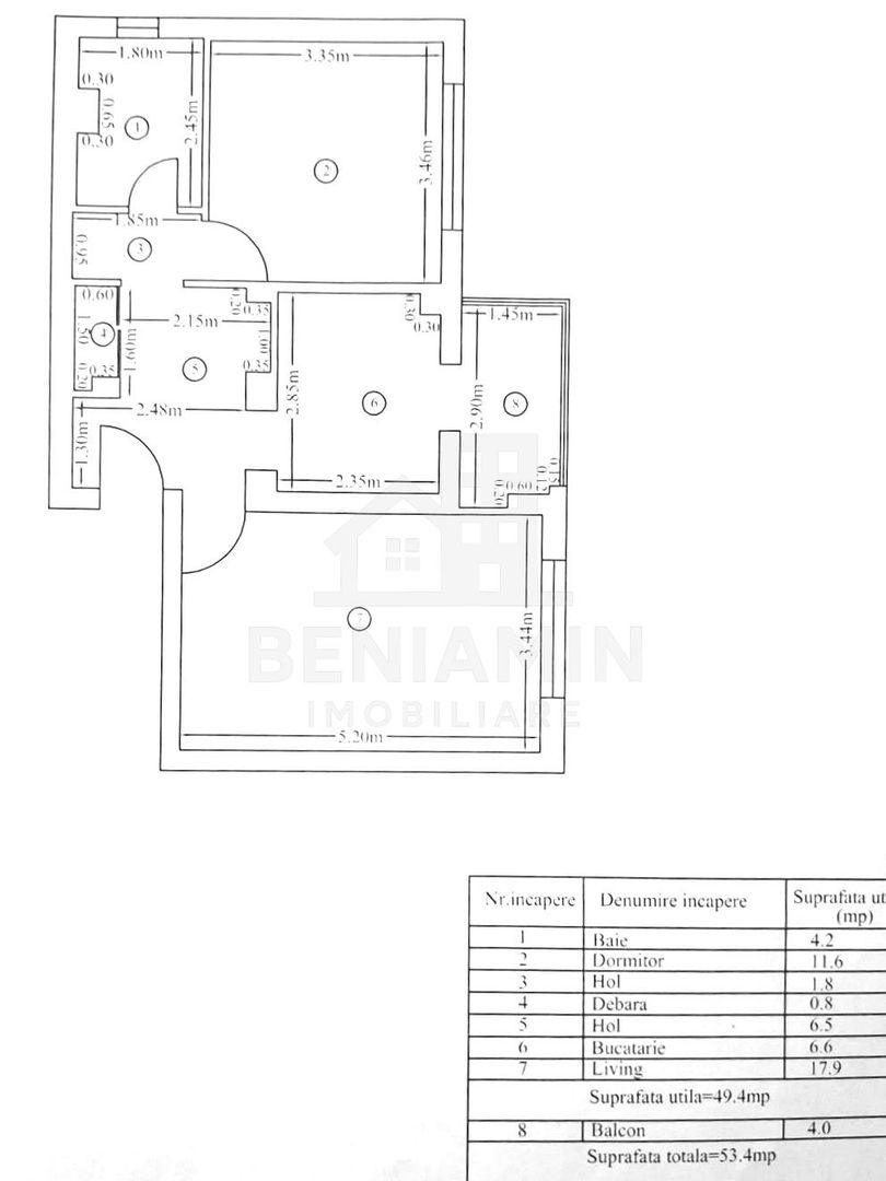 2Camere Decomandat-54mp-Etaj2-Aer Conditionat-Facultatea De Sport - imaginea 8